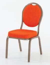 Como - stapelbar stol 65/4 orange klädsel och brun stolsram.