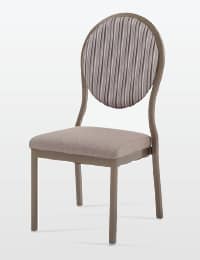 Salon - stapelbar stol modell 95/10 samt med brun klädsel och brun stolsram.