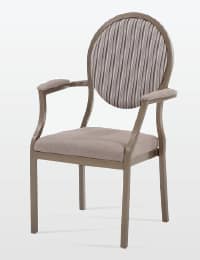 Salon - stapelbar stol modell 95/11 samt med brun klädsel och brun stolsram.