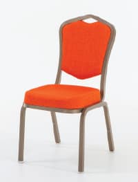 Como - stapelbar stol 65/1 med orange klädsel och brun stolsram.