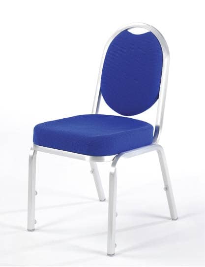 Fiora - stapelbar stol 60/2 med blå klädsel och silverfärgad stolsram.