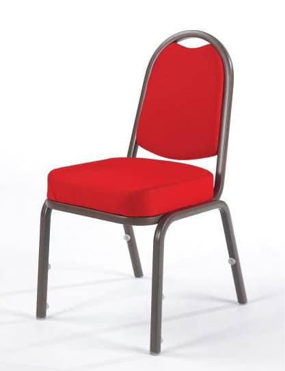 Stolsmodell Fiora 60/1 med röd klädsel och brun stolsram.