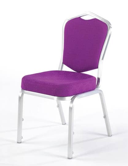 Stolsmodell Fiora 60/1 med lila klädsel och silverfärgad stolsram.