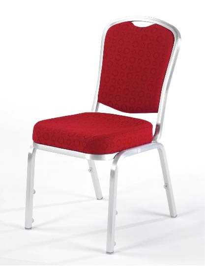 Stolsmodell Fiora 60/1 med röd klädsel och silverfärgad stolsram.