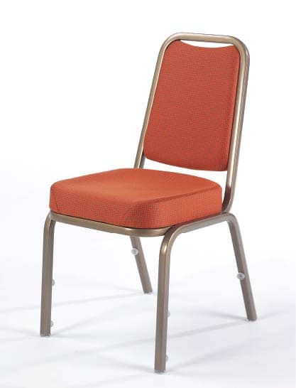 Fiora - stapelbar stol 60/1 med rödbrun klädsel och brun stolsram.